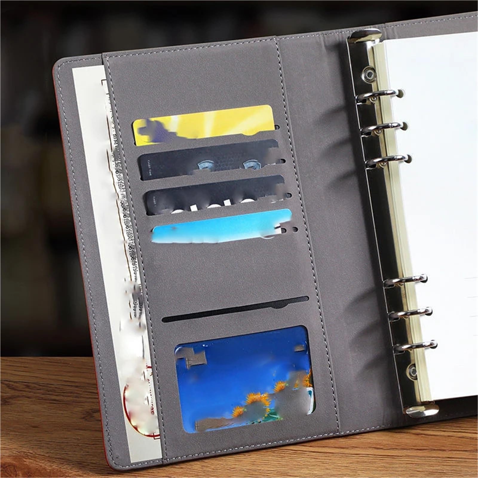 Diario con Candado Libreta retro A5 con contraseña, for oficina, negocios, hojas sueltas, ranuras for tarjetas, planificadores, viajes, diarios(Blue)