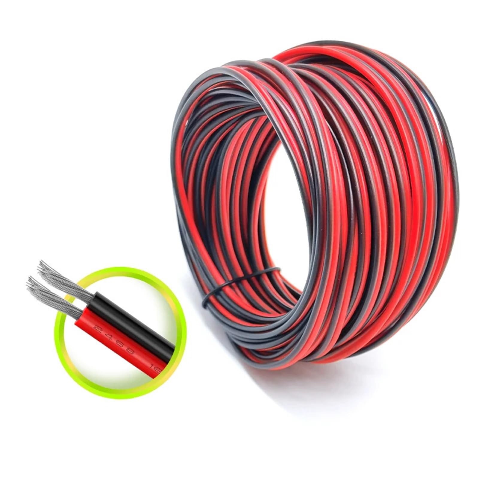 Cable Electrico, Cables Electricos Cable de extensión Rojo y Negro de 10 m, 2 Pines, 16 AWG, UL2468, for conectar Cables eléctricos con Cinta de Tira.