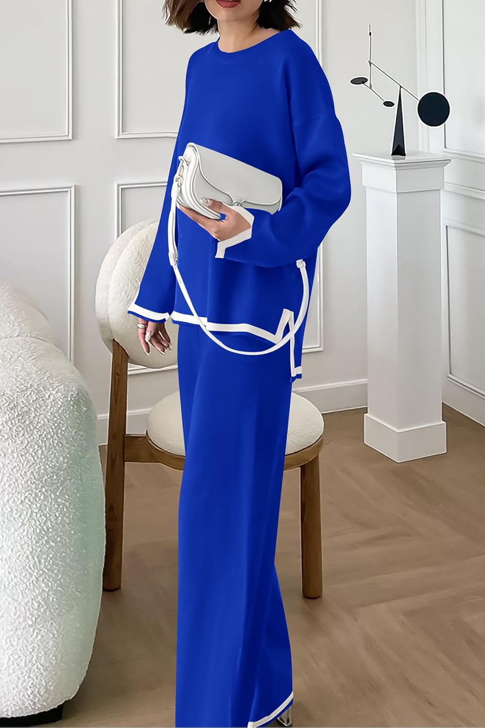 PRETTYGARDEN Women's 2 Piece Fall Knit Sweater Set Long Sleeve Tops Wide Leg Pants Sweatsuit Tracksuit Outfit Winter Clothing - Image 5