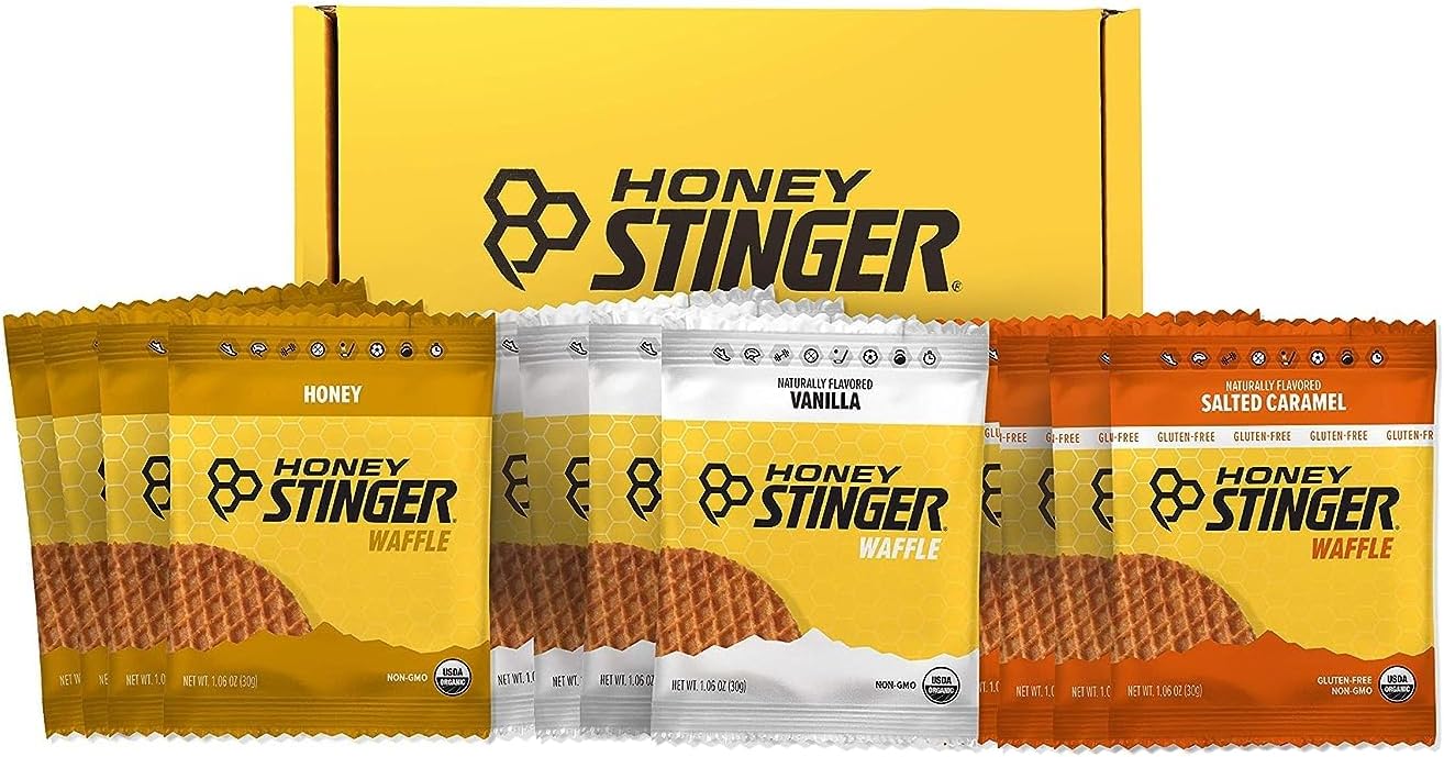 Honey Stinger Organic Waffle Variety Pack | 4 Units Each Of Honey, Vanilla, & Gluten Free Salted Caramel | Energy Stroopwafel for All Exercises | Sports Nutrition for Home & Gym, Pre & Post Workout