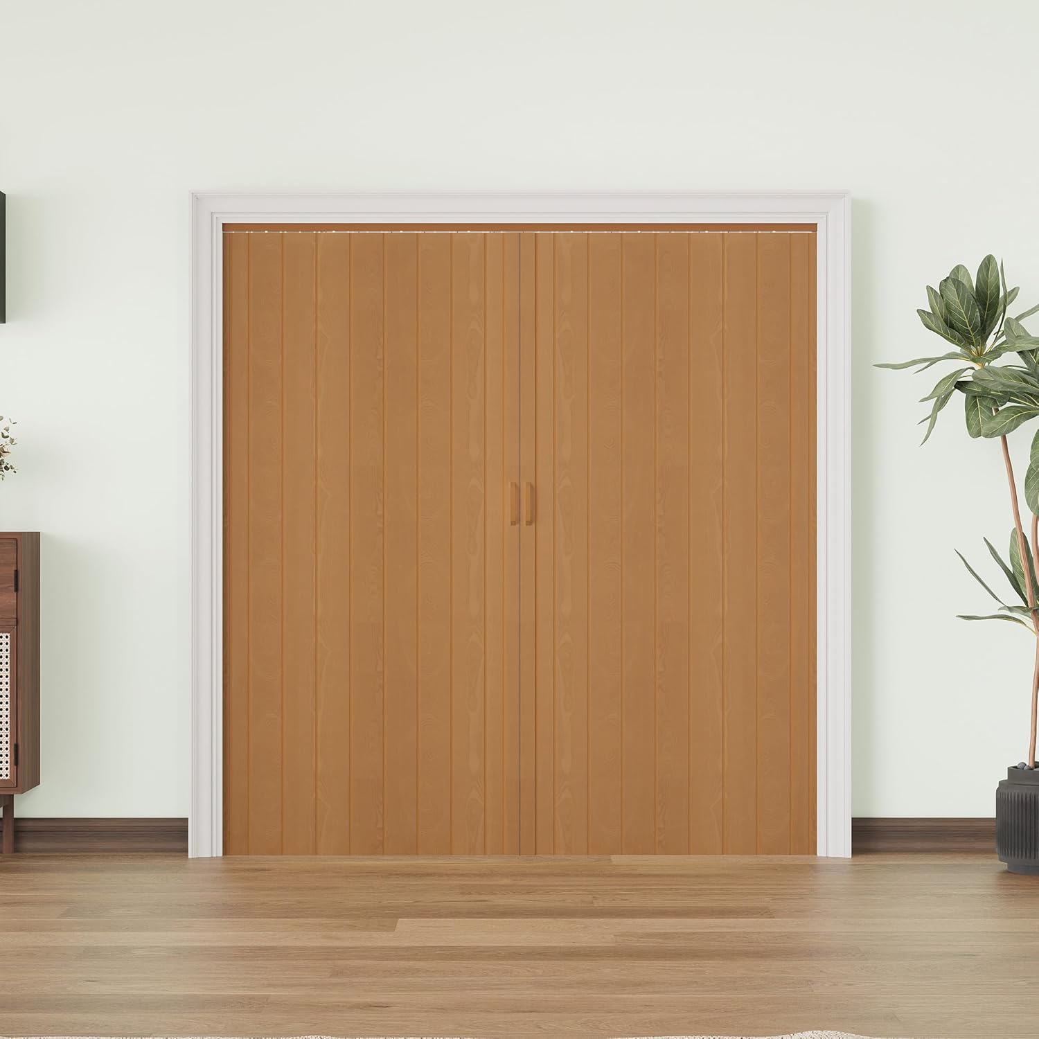 72" x 80" PVC Accordion Doors for Doorway - with Upgraded Roller & Handle & Complete Hardware, Interior Multifold Accordion Folding Doors for Closet & Pantry, Easy Installation