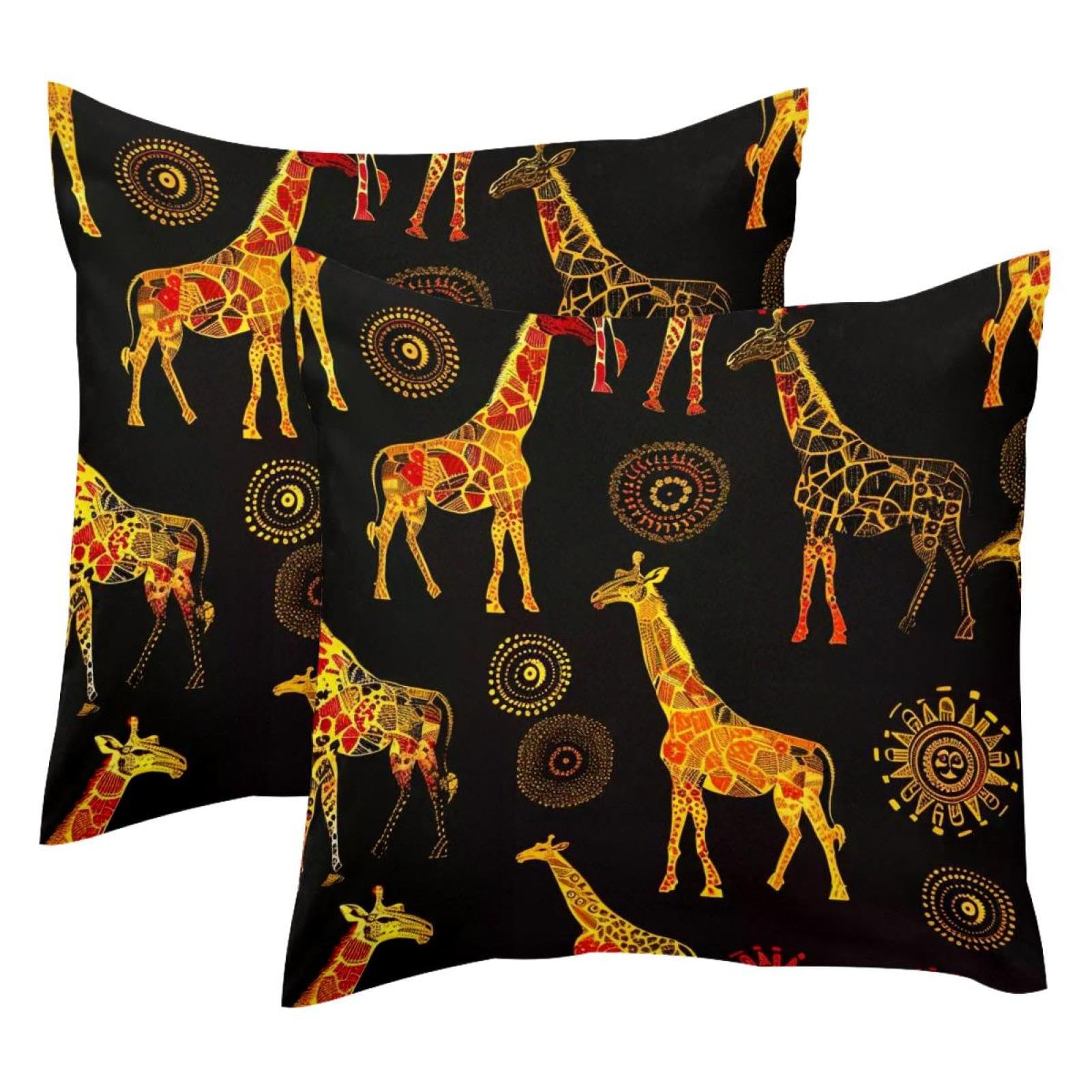 Housse de coussin velours 50x50 motif girafe mandala pour rénover un canapé