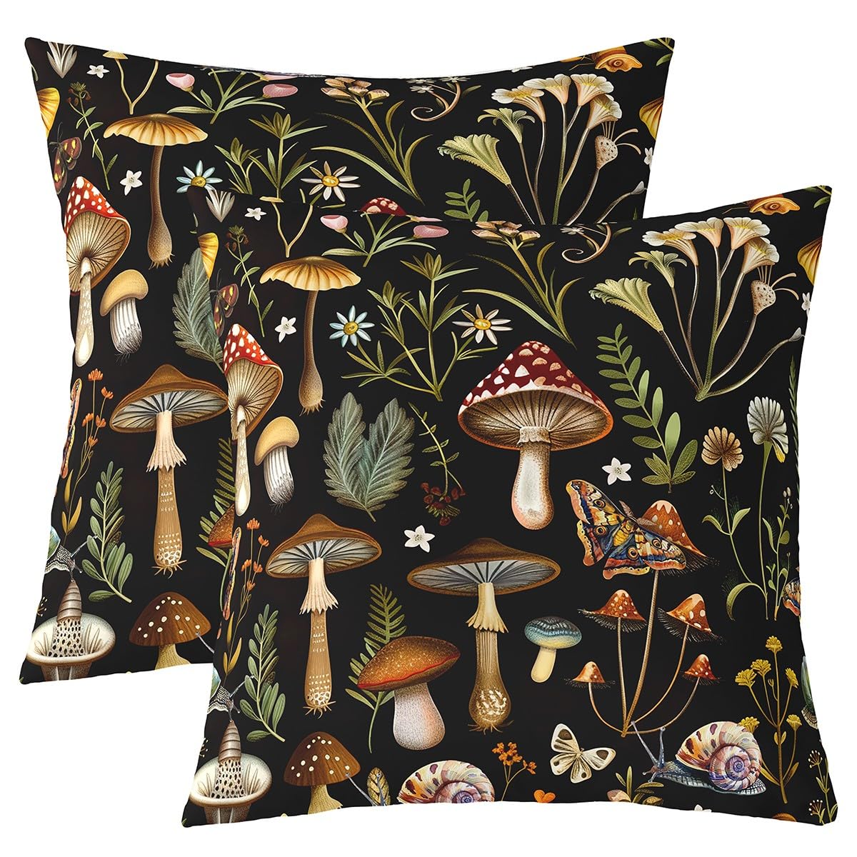 Housse de coussin 60x60 cm motif champignon mignon pour lit enfant