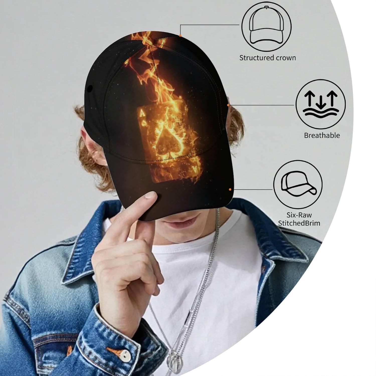 3D Printed Baseball Cap Bold Graphic Lightweight Performance Hat Sweat Wicking Adjustable Sports Cap image 3