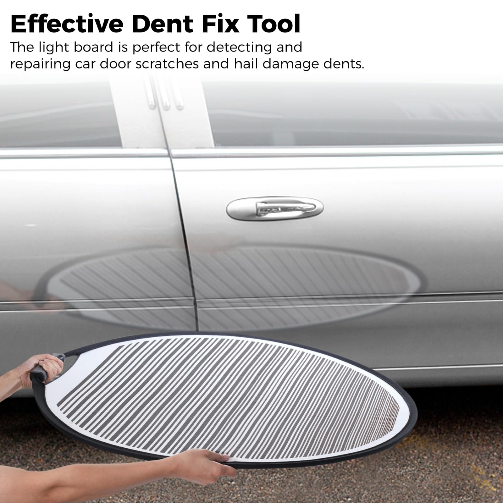 Homaisson 4 PCS Car Dent Detection Boards, Striped Light Reflector Board with Storage Bag, Flexible Foldable Dent Panel for Vehicle Door Scratch, Hail Damage