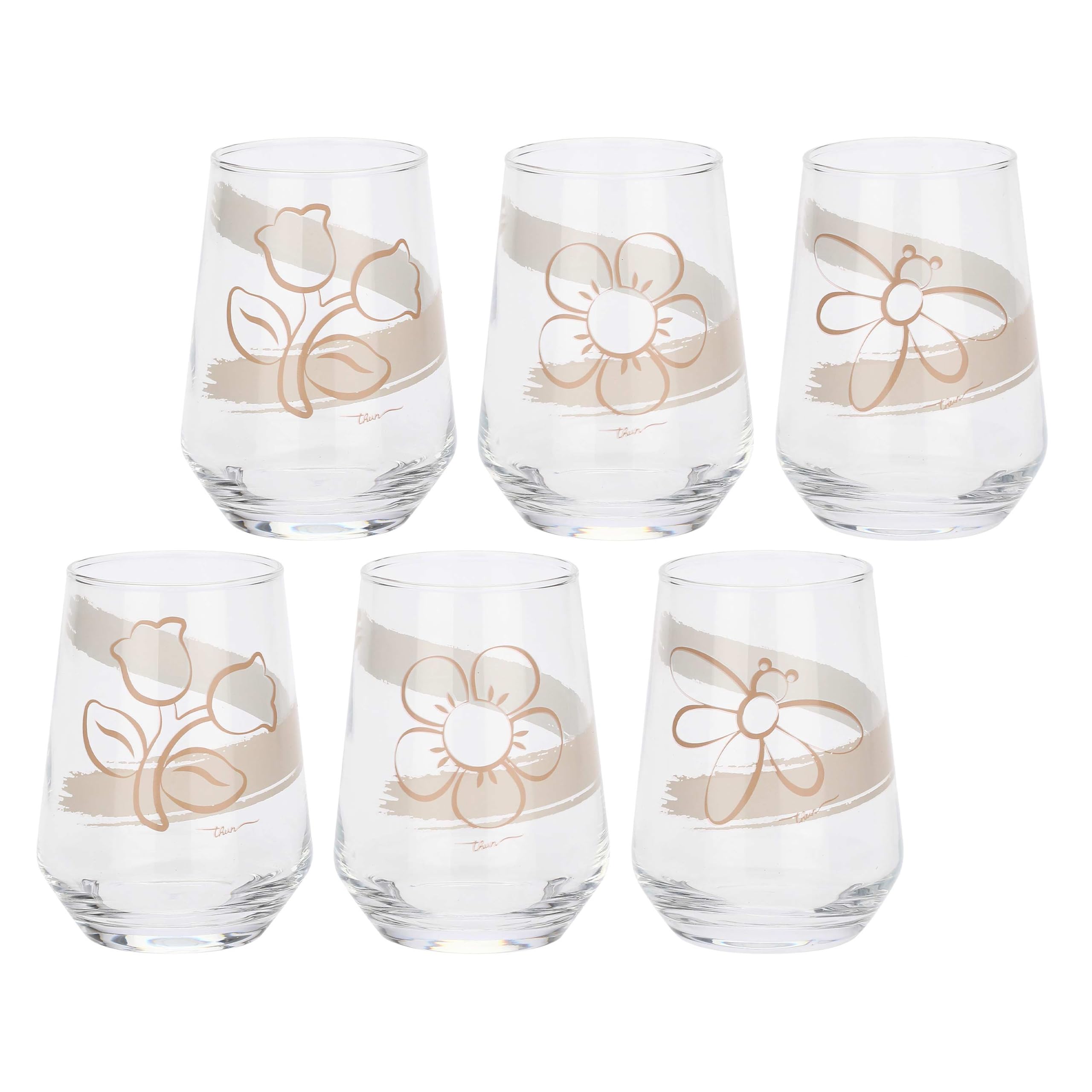 THUN - Set 6 bicchieri in vetro, Elegance - Vetro sodico calcico, 390ML
