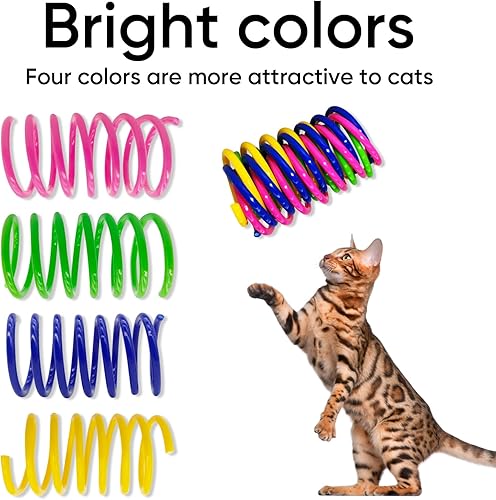 Miniatura 3 de AGYM Juguetes de Resorte para Gatos 90 Paquetes para Gatos de Interior, Bobinas de Resorte de Plástico Duraderas que Atraen a los Gatos a Golpear, 4