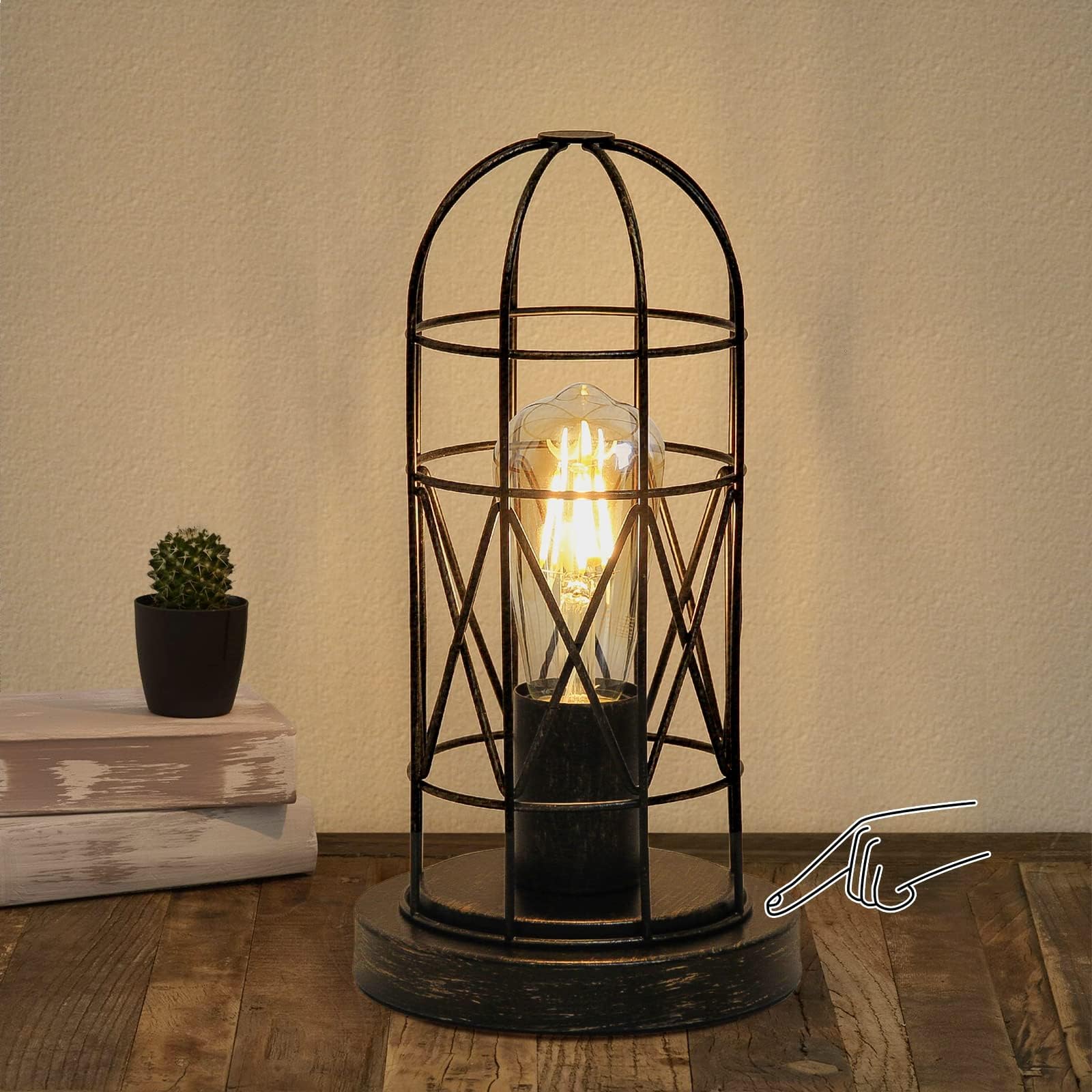 GyroVu Vintage Rustic Desk Lamp Set of 2,Small Industrial Table Lamp 3 ...
