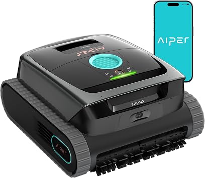 Aiper Scuba S3 Robotic Pool Cleaner, Advanced Sensor & Path Planning, Waterline Scrubbing, Smart Parking & App Control, Dual Filtration, Strong Suction for All Inground Pools, Black