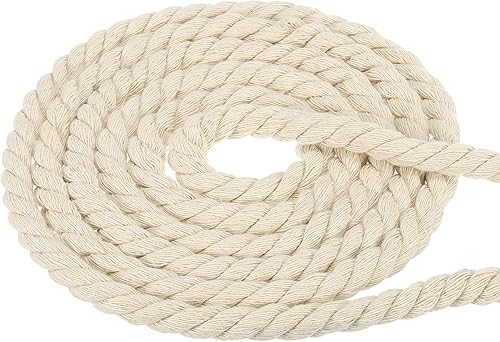 PATIKIL Cuerda de algodón trenzado natural de 1 pulgada x 10 pies, cuerda de tira y afloja de 3 hebras con cinta de sellado para barandillas de