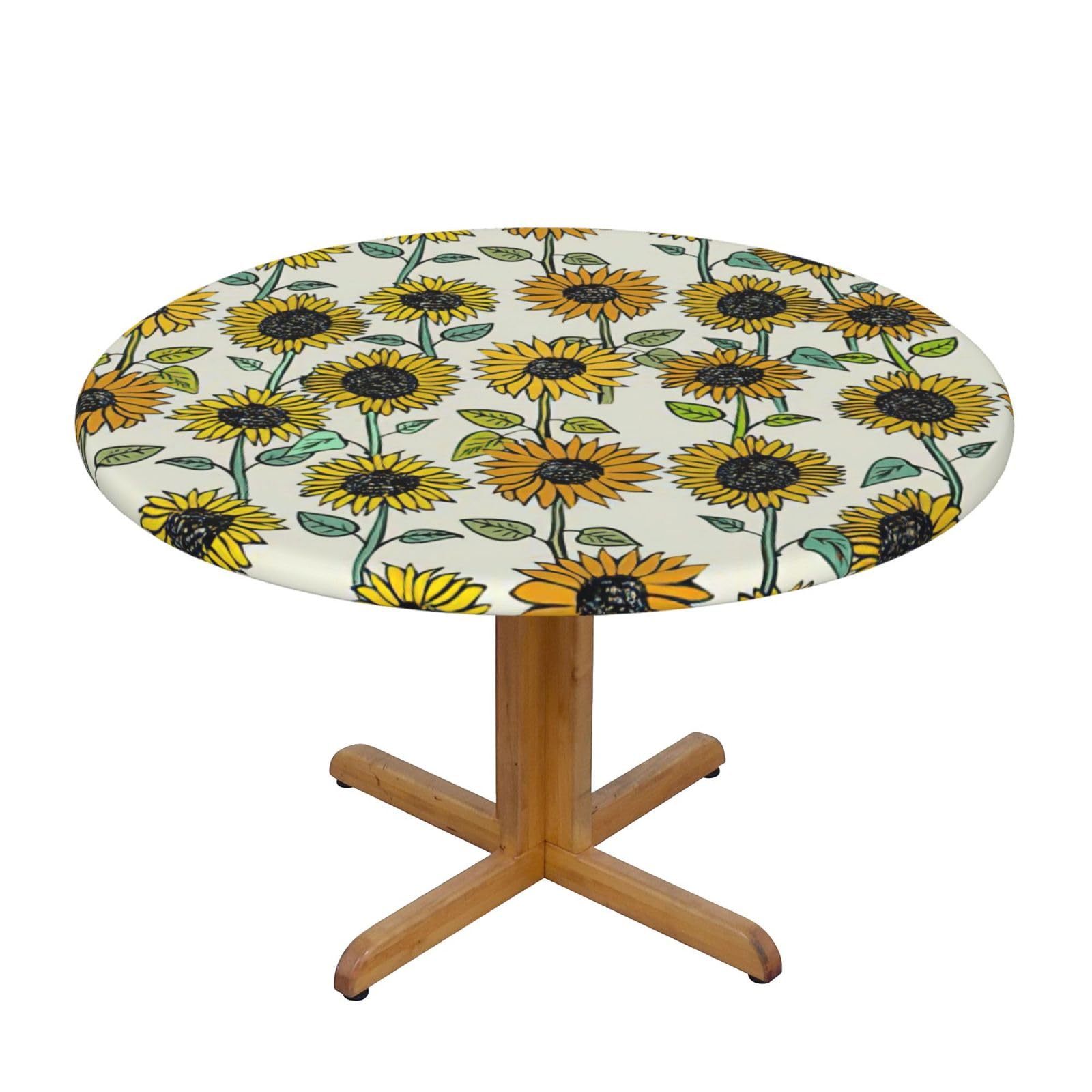 Nappe ronde tournesols imperméable résistante aux taches pour mariage