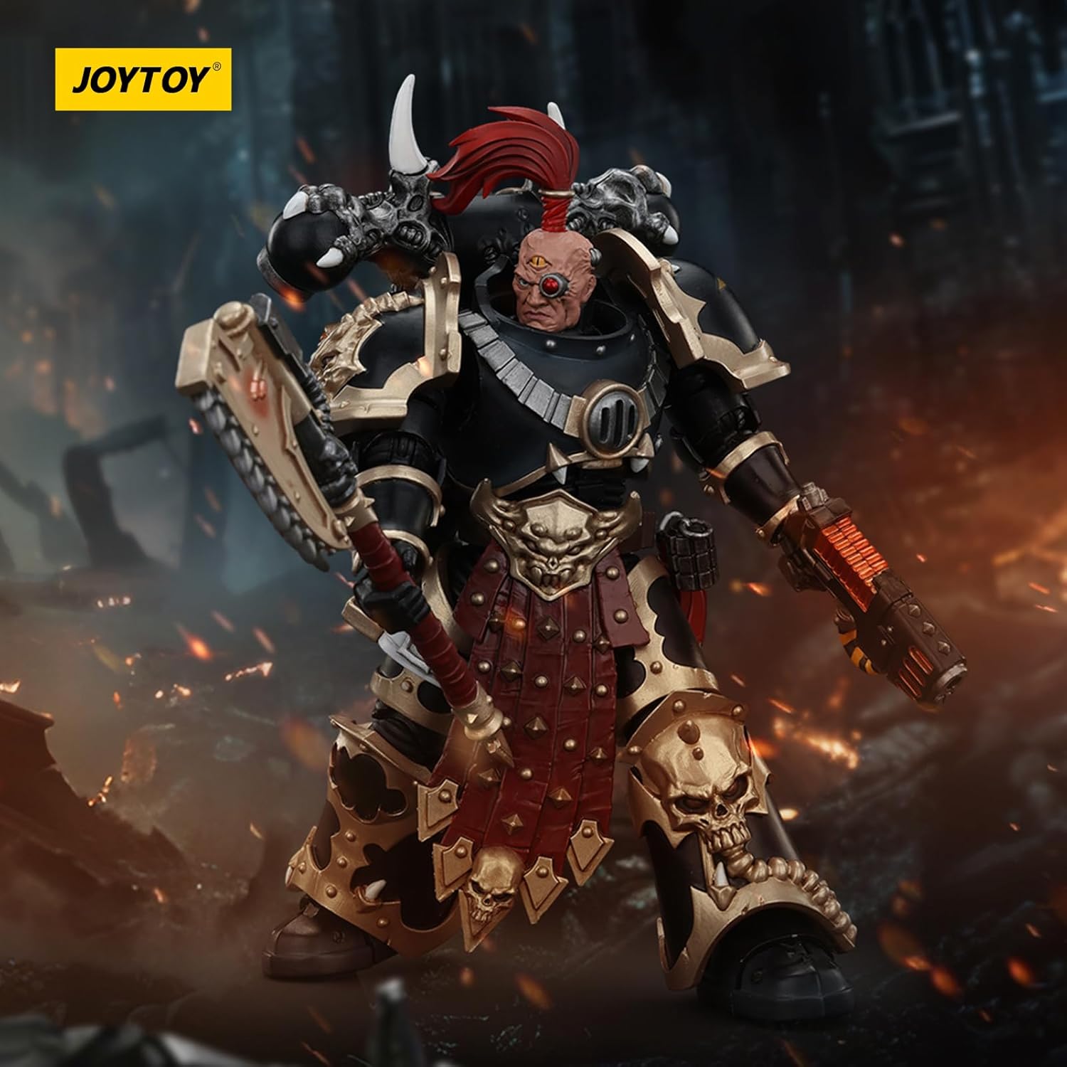 JOYTOY Warhammer 40k Chaos Space Marines, Chaos Space Marines Black Legion Chosen with Plasma Pistol and Power Axe 1/18 Action Figure, Dedicated to You Who Love Collecting