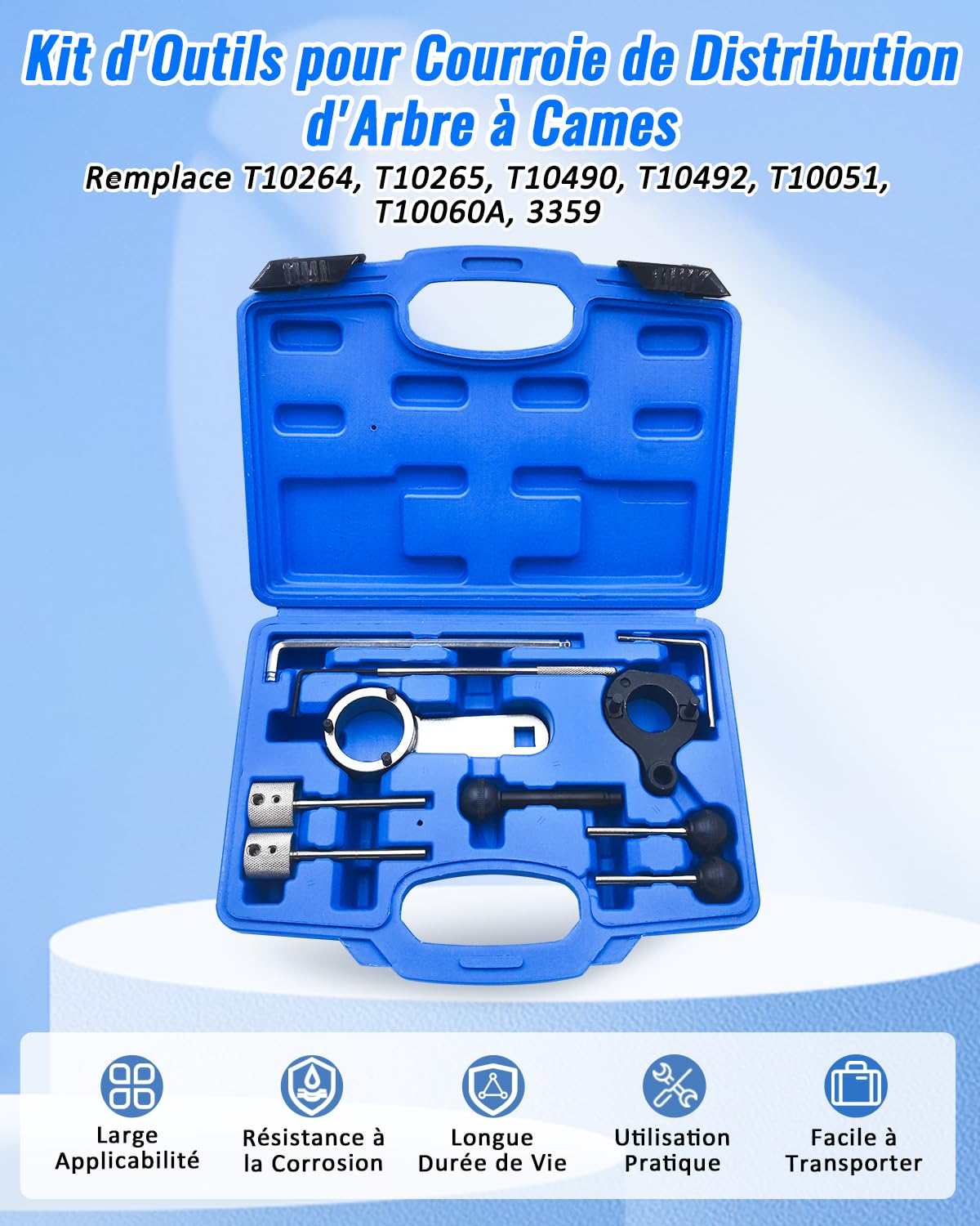Outils de Réglage Calage du Moteur Compatible avec VW VAG Audi Seat Skoda 1.4 1.6 2.0 TDI CR, Kit de Courroie Distribution d'arbre à Cames Remplace T10264 T10265 T10490 T10492 T10051 T10060A