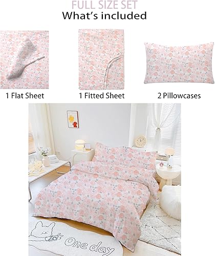 Miniatura 2 de Juego de sábanas tamaño matrimonial para niños y niñas, sábanas para niños, linda sábana de cama, incluye sábana plana, ajustable y 2 fundas de