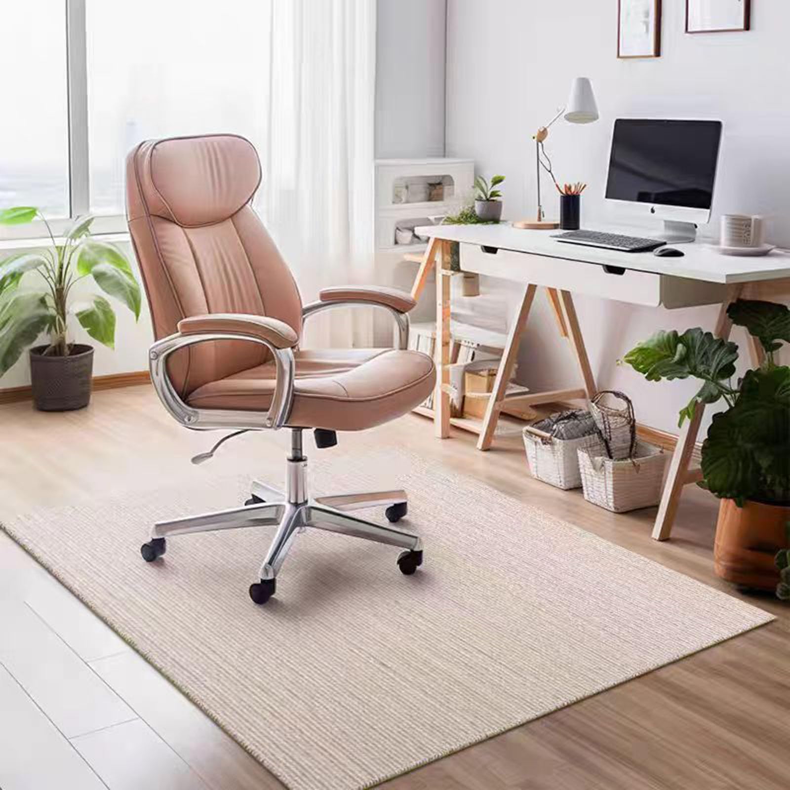 Extra Large Office Chair Mat Non-Slip Desk Mat For Carpet And Hardwood Floors, Durable Floor Protector 6mm Thick For Gamer And Office Chairs, Multi-Use Rug(Size:150×200cm/59×79in,Color:Beige)