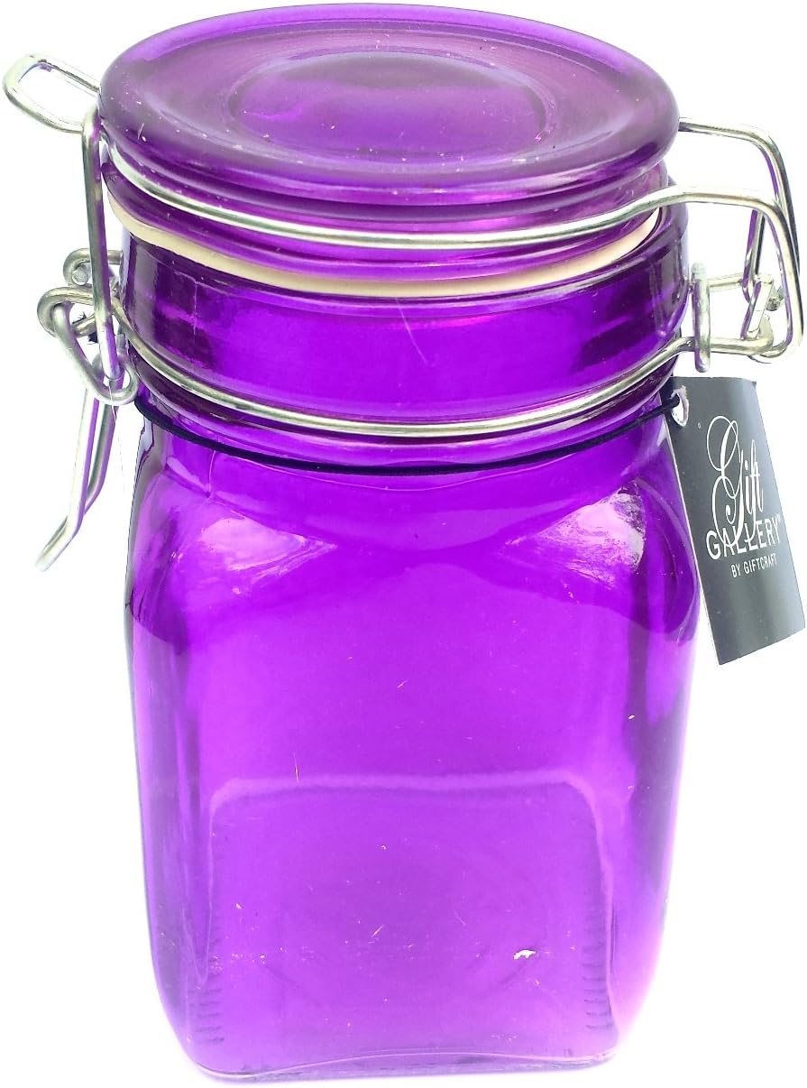Giftcraft Colored Mason Jar Container with Hinged Lid Purple Home & Kitchen