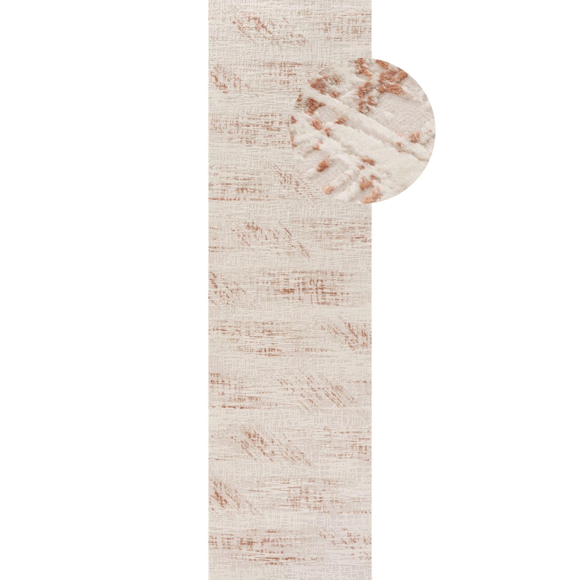 THE RUGS Area Rug Runner - Polypropylene/Polyester/Cotton Blend - Terracotta - 80 cm x 300 cm