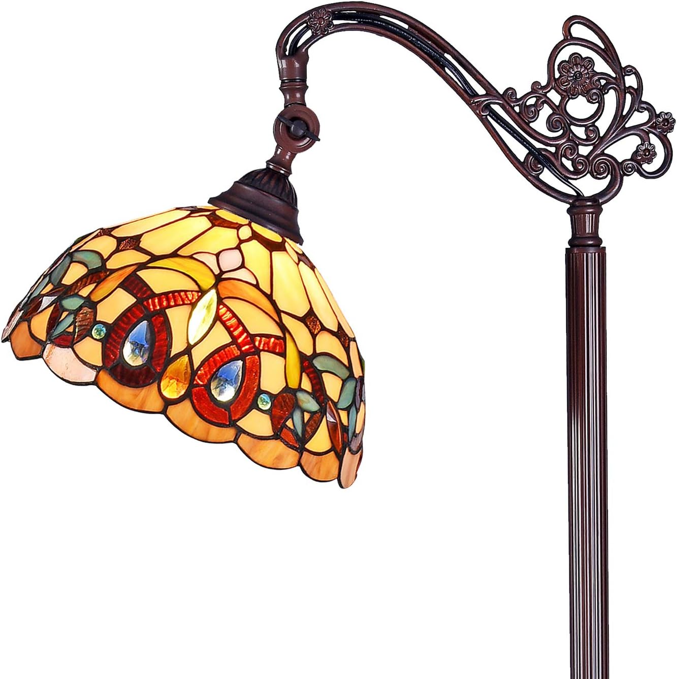 Lіmіtеd Dіѕсоunt Capulina Tiffany Floor Lamp H62" Tall Industrial Pole Antique Inlaid Crystal Stained Glass Soft Light Adjustable Angle Reading Lamp for Living Room Kids Bedroom