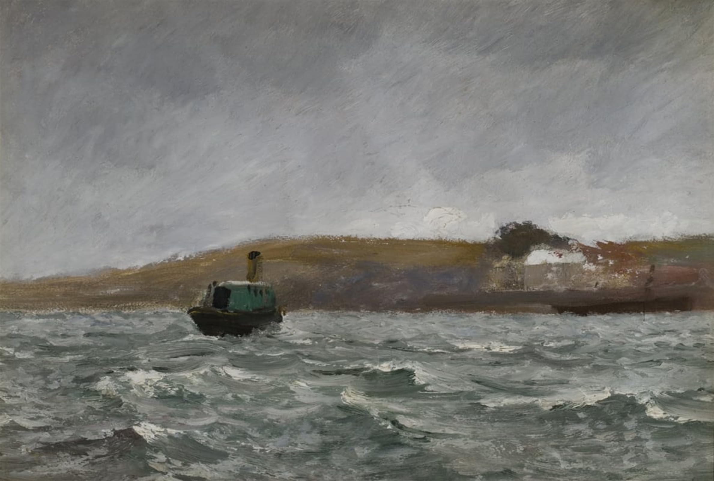 SERENDIPITP Aesthetic Poster Photo Wall Print Retro Picture Seascape with Tug by Charles Napier Hemy Modern Wall Artwork for Home Decor 60x90cm