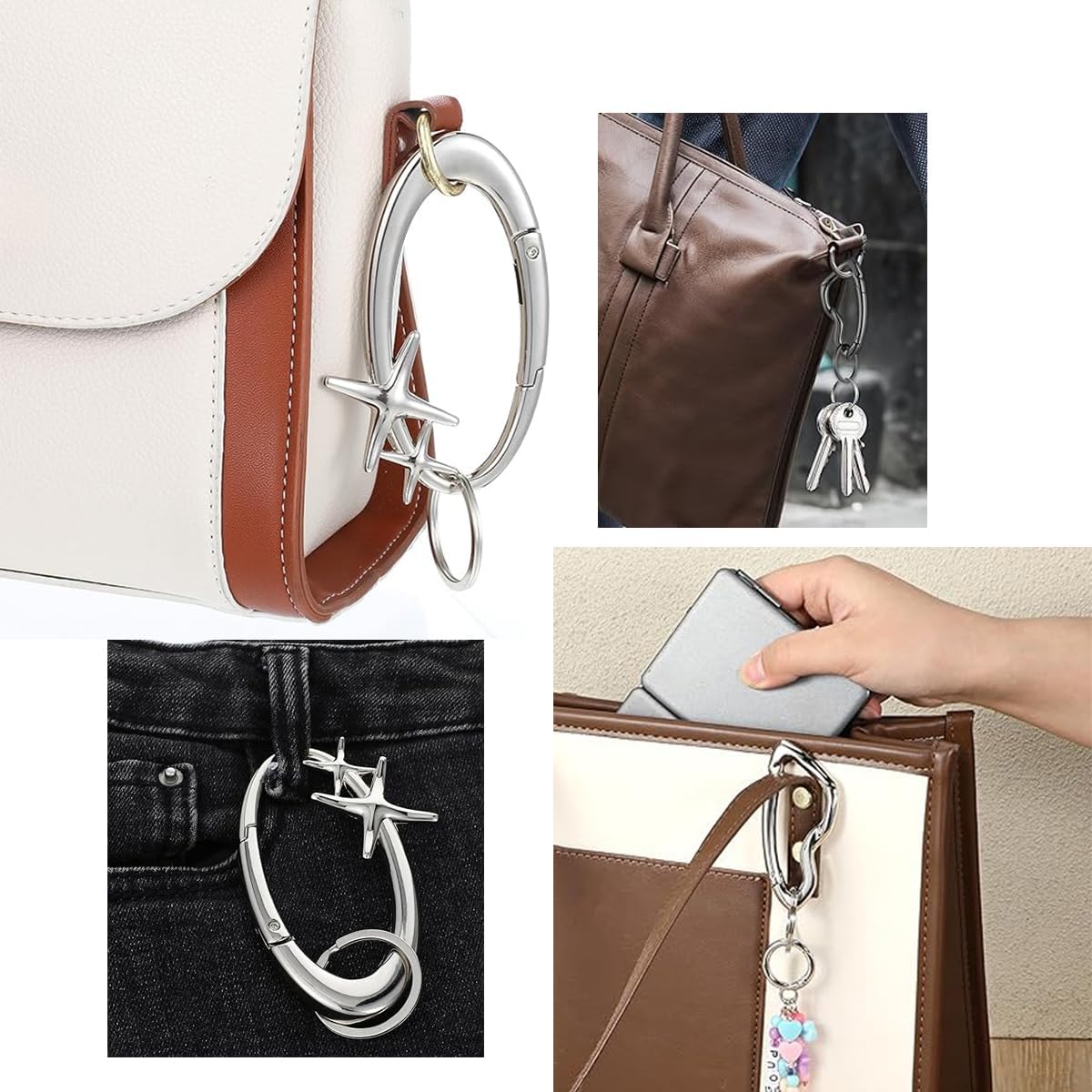 Y2K Cute Carabiner Keychain, Star and Irregular Cool Belt Loop Clip, Heavy Duty Carabiner Keychain Clasp Snap Hook Holder Key Buckle for Keys, Car Keys, Bags and Outdoor Gear - Image 3