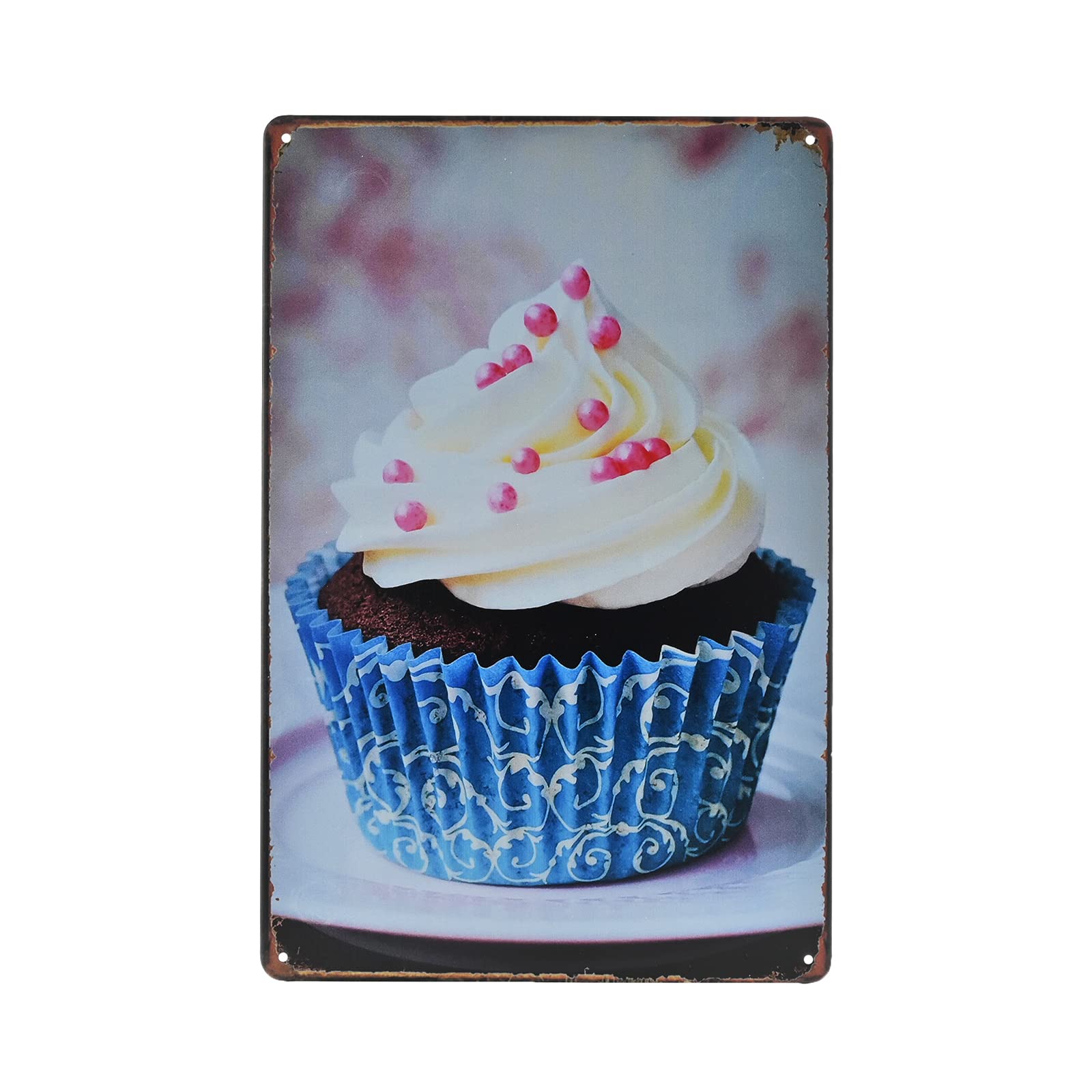 SMAZDFXX Vintage Metal Sign Cupcake Tin Sign Bakery, Dessert Shop Fun Food Wall Decor 12"x16"