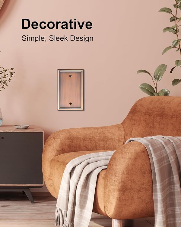 2-Pack Zinc Alloy Single Blank Wall Plates, Solid Switch Covers by treewell - Used condition - Image 6