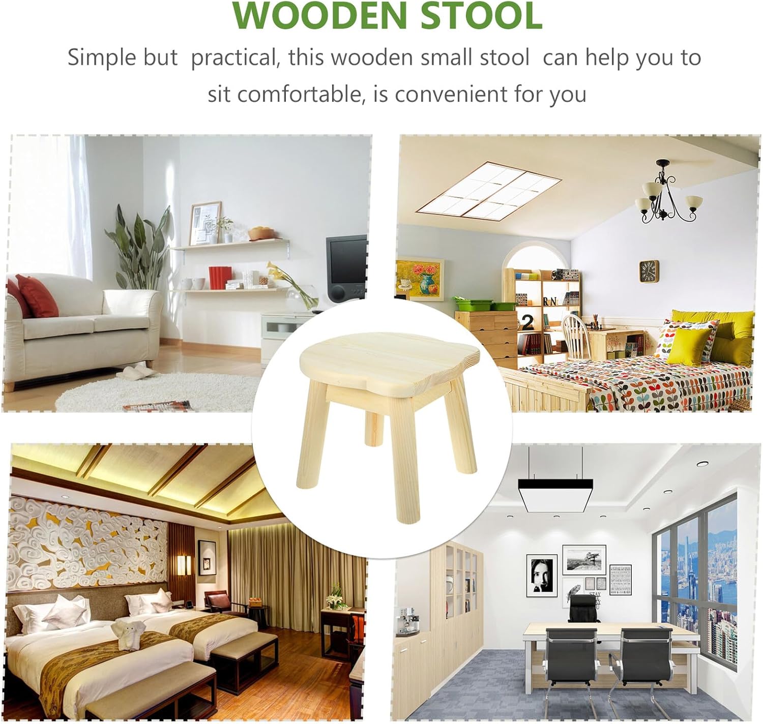 Small Wooden Stool Cartoon Bear Design Lightweight Round Wood Stool for Indoor Use Stable Structure for Toilet Training Sink Reach and Seating in Living Bedroom