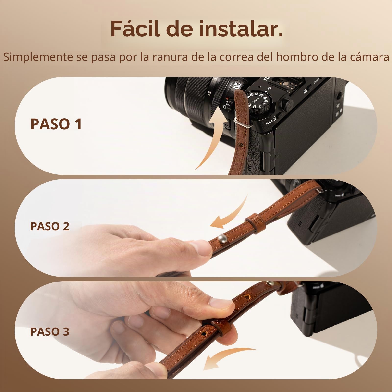 SMALLRIG Correa universal de cuero para cámara para el cuello y el hombro, ajustable de 100 a 110 cm (40 a 43 pulg.), carga máxima de 10 kg (22 lb), soporte ergonómico para el hombro para viajes