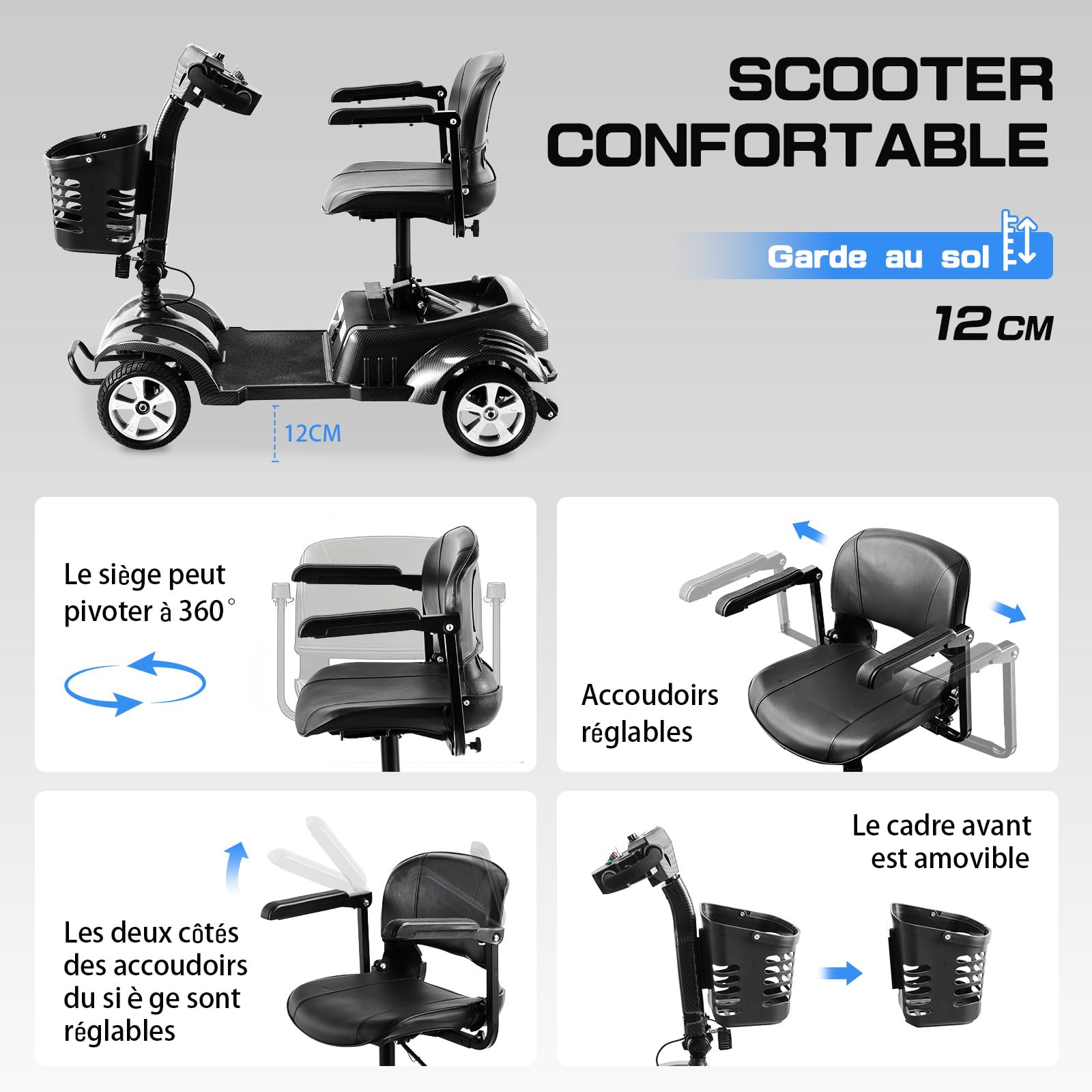 Z02 Véhicule de Mobilité Électrique pour Seniors, 4 Roues