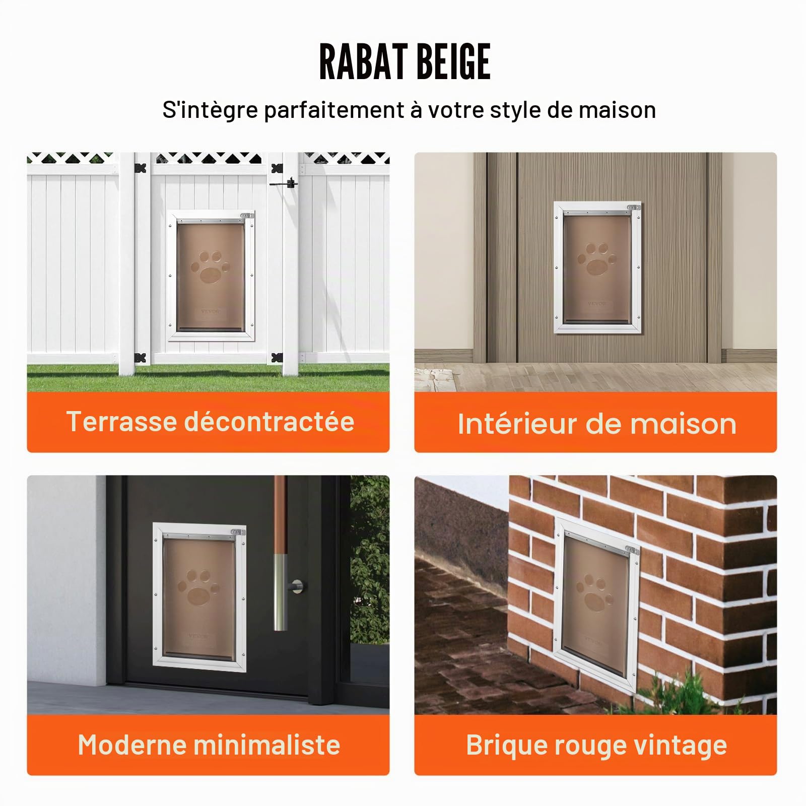 VEVOR Rabat de rechange pour chatière compatible avec chatières de VEVOR, 133,4 x 206,4 mm, accessoire de porte pour animal en PVC épais, résistant aux intempéries, avec longue bande magnétique, petit