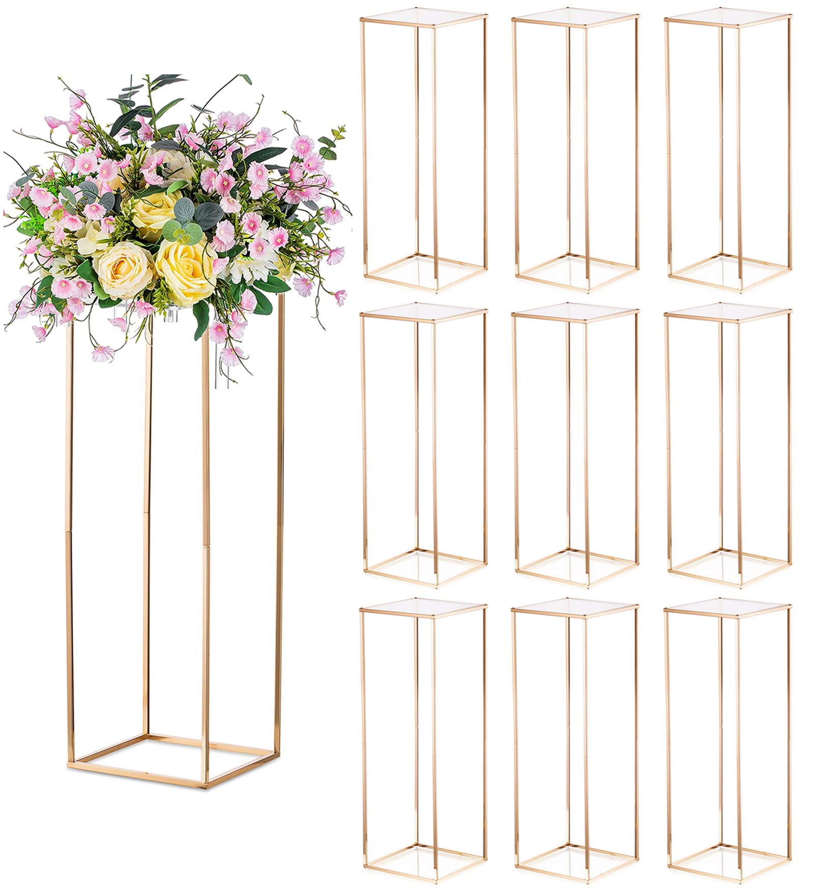 Sziqiqi Table Centerpiece Decorations for Weddings - Wedding Decoration for Ceremony Modern Rectangular Flowers Arrangements Display Rack for T-Stage Tables 31.5inch