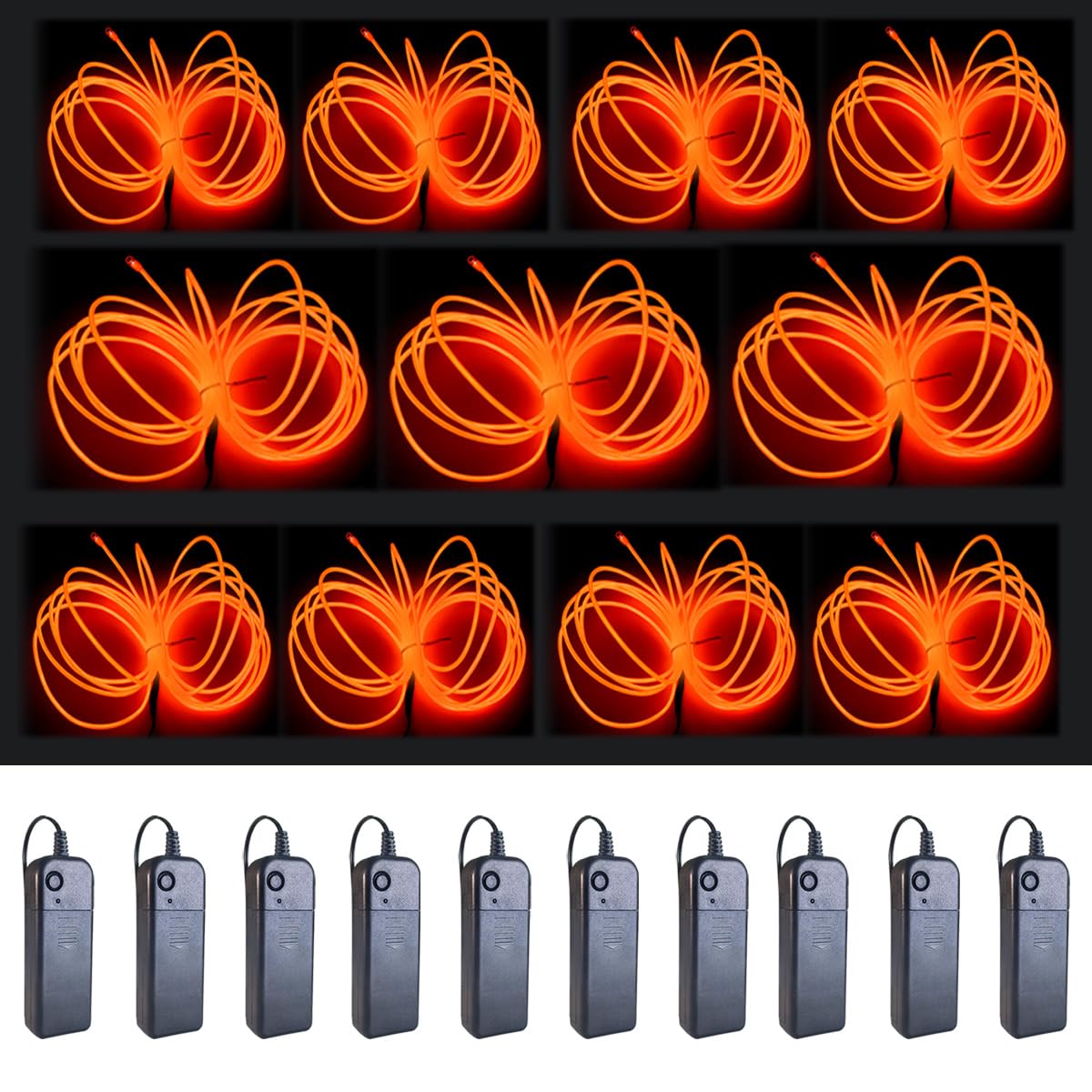 Cable de luz de neón para decorar coches y fiestas MaxLax EL Wire naranja pack de 10