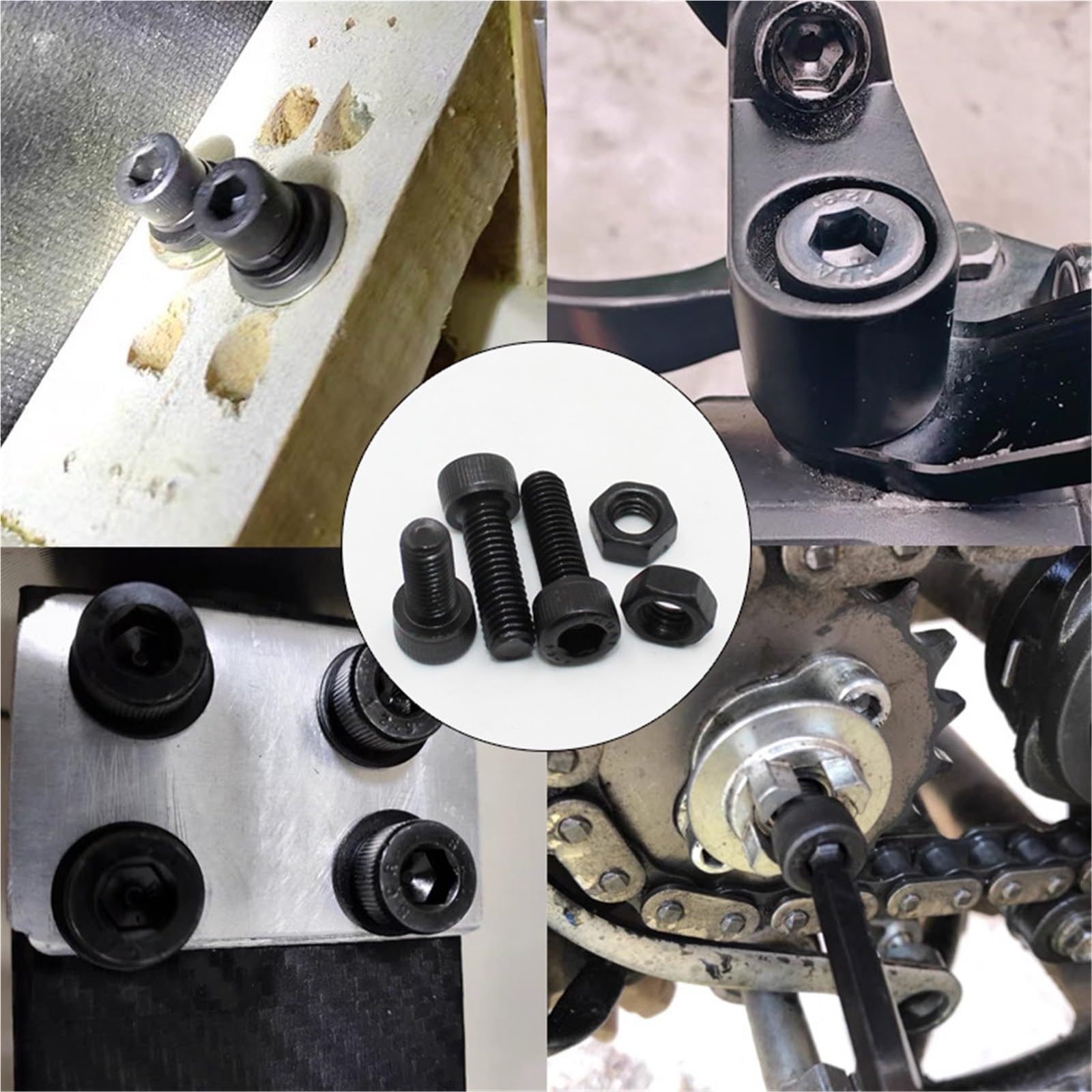 Juego De Tornillos Y Tuercas Tornillo y tuerca de cabeza hexagonal, M2, M3, M4, M5, M6, acero al carbono 12,9, tornillos Allen máquina, surtido tuercas(M5 242pcs)