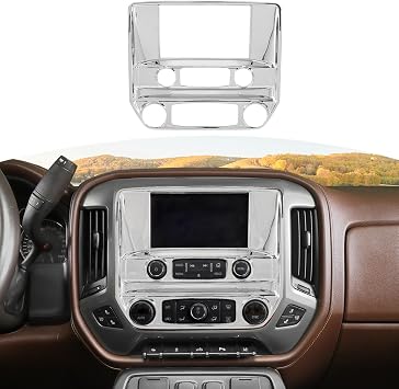 RT-TCZ for Silverado Chrome Dashboard Center Console Control Panel Trim Cover for Chevy Silverado for GMC Sierra 2014-2018 Chrome Interior Accessories