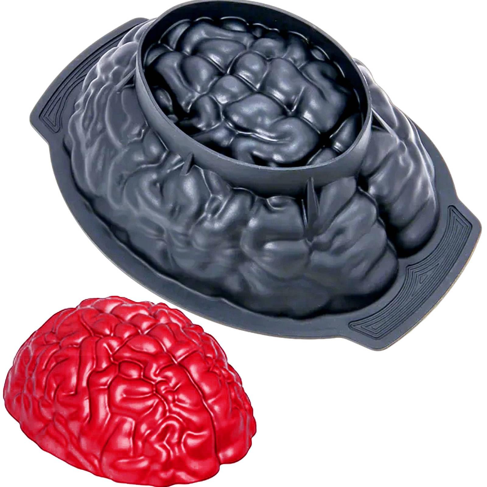 WOPODI Silicone Brain Shape Mold Halloween Humans Brain Cake Molds Realistic Internal Body Organs Fondant Cakes Mould Baking Candy Chocolate Pudding Dessert Jelly Sugar For Halloween Party Props