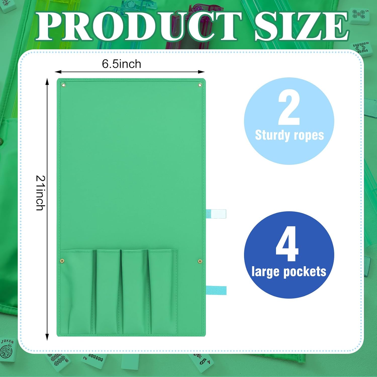 1 Pcs Mahjong Bags Protective Sleeve for Mahjong Racks and Pushers Tile Bag Accessory 20 Inch, Empty Mah Jong Bag Only(Green,Classic)