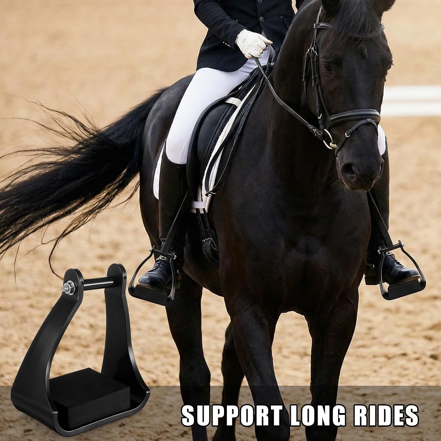 Sadnyy 2 Pcs Polymer Trail Stirrups 2.5" Cushioned Trail Stirrups Endurance Horse Riding Tools Foam Pad Footbeds for Riding Safety Climb Long Rides