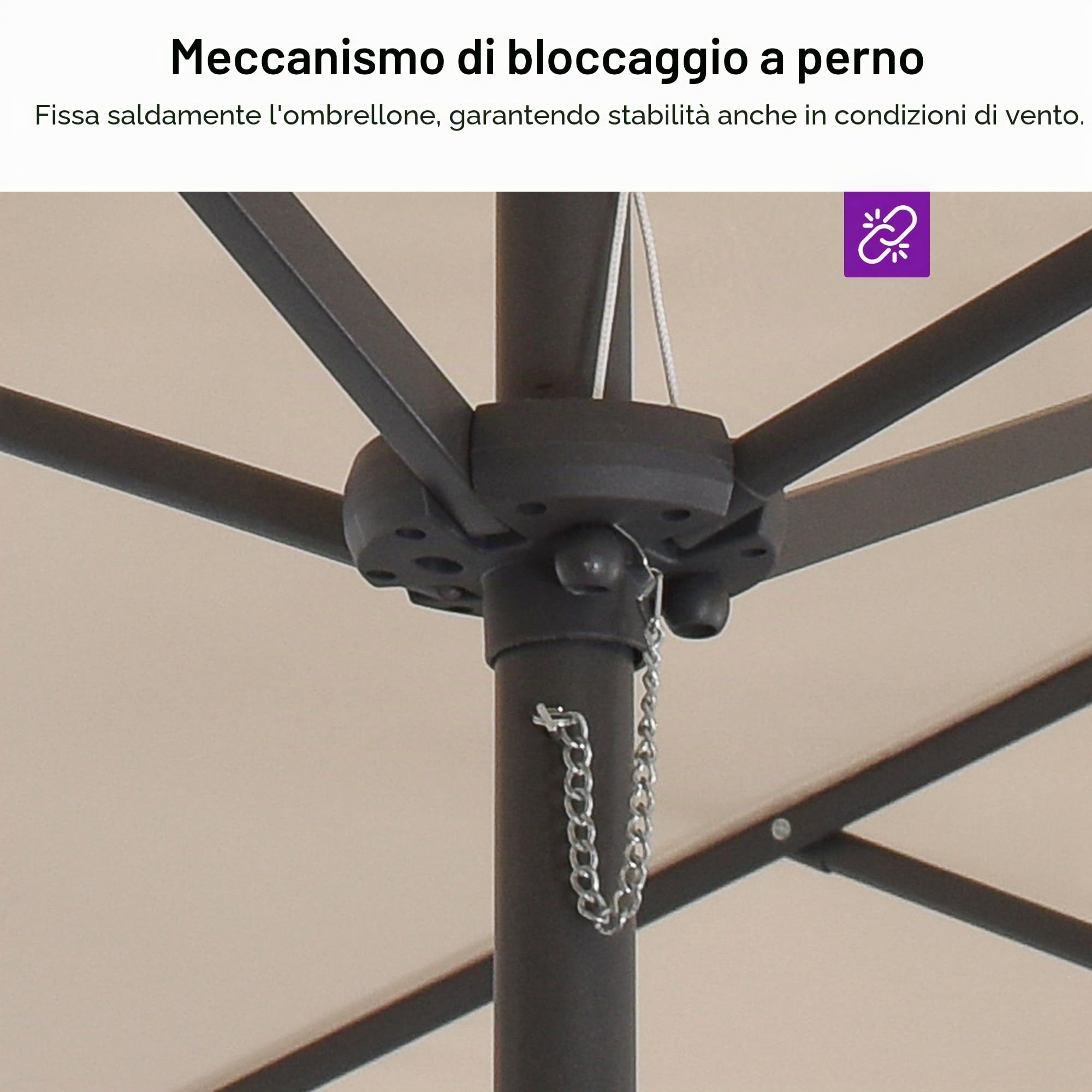 PURPLE LEAF Ombrellone da Giardino Esterno 455 x 270 cm in Alluminio, Grande Ombrellone Doppio con Piedino, per Terrazza, Giardino, Balcone e Piscina, Beige