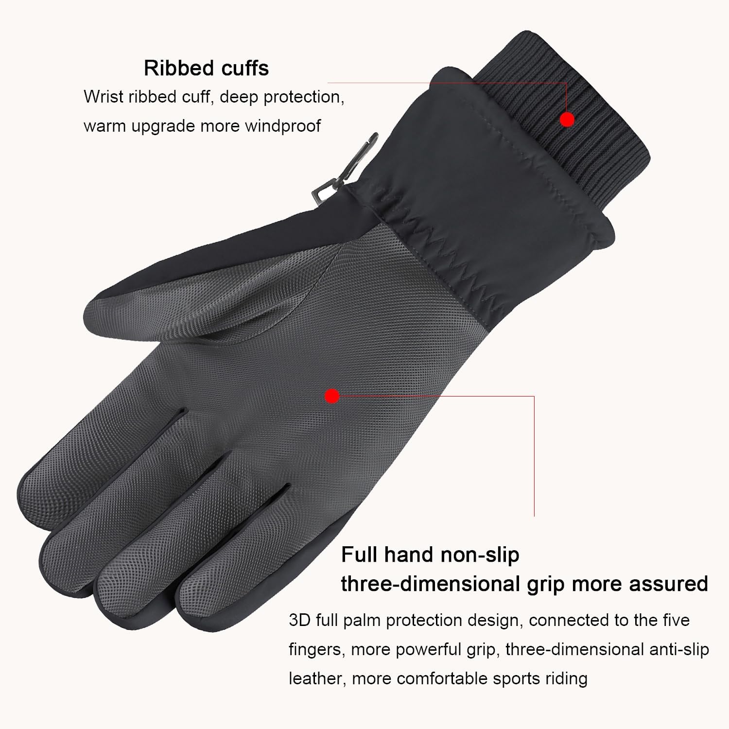 Winter Snow Ski Gloves for Women Men Waterproof for Extreme Cold Weather, Insulated Windproof Gloves for Outdoor Use - Image 4