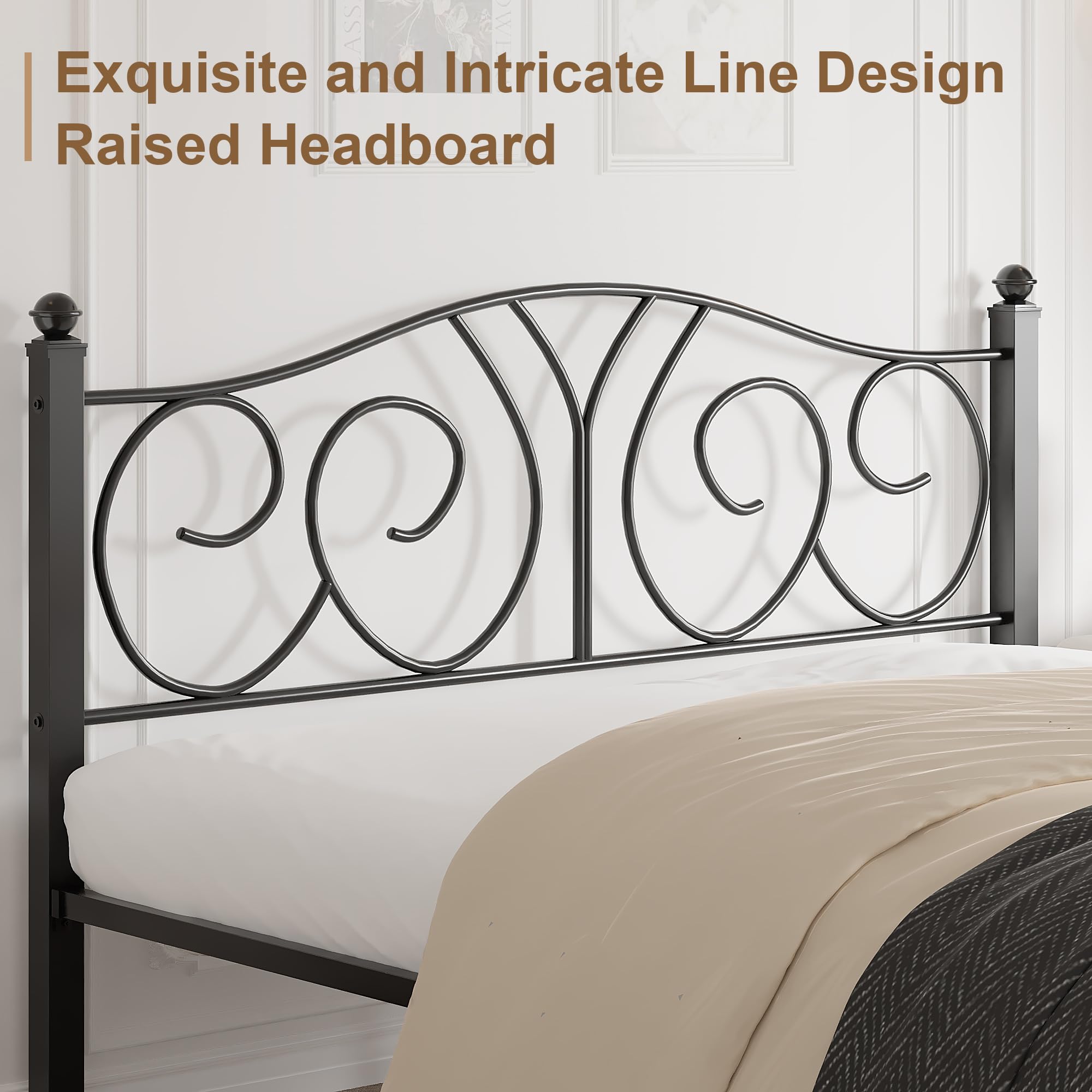 Snapklik.com : VECELO Queen Size Metal Platform Bed Frame