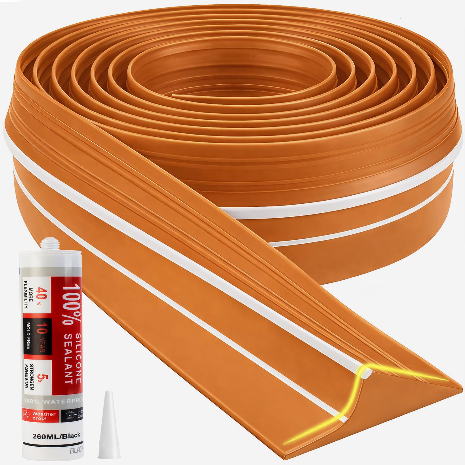 Jin&amp;Bao Orange Garage Door Threshold Seal 10FT Rubber Strip &amp; 1 Adhesive