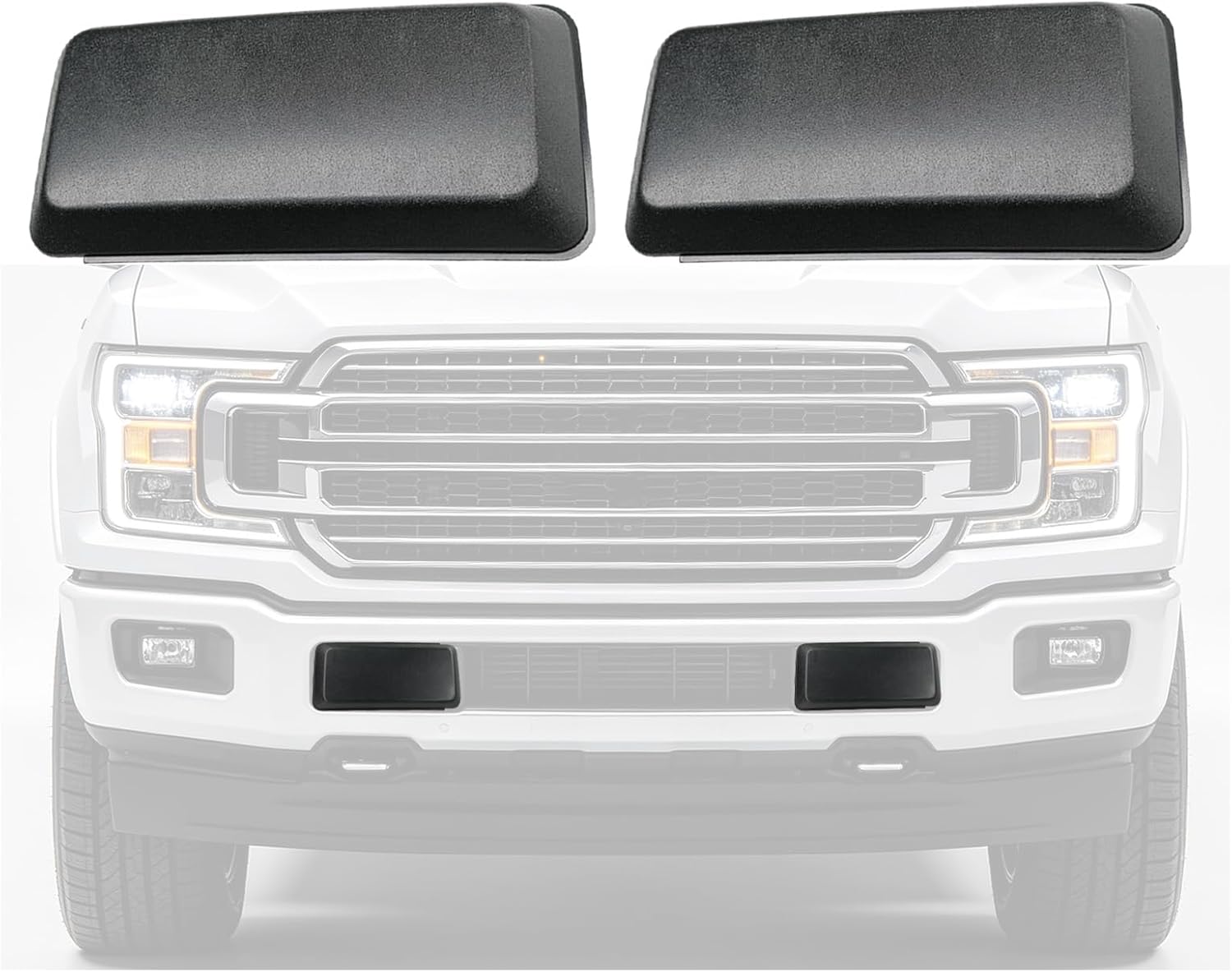2PCS FO1046112 FO1047112 JL3Z17E810AB JL3Z17E810AA Front Bumper Guards Pads Cover Insert Caps Compatible with 2018-2020 Ford F150 Pickup Truck Left Driver Right Passenger Side Matte Black