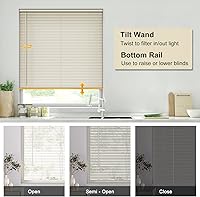 Vista 9 de LazBlinds Persianas sin herramientas sin taladro, persianas mini de vinilo de 1 pulgada, persianas sin cuerda para ventanas, persianas horizontales