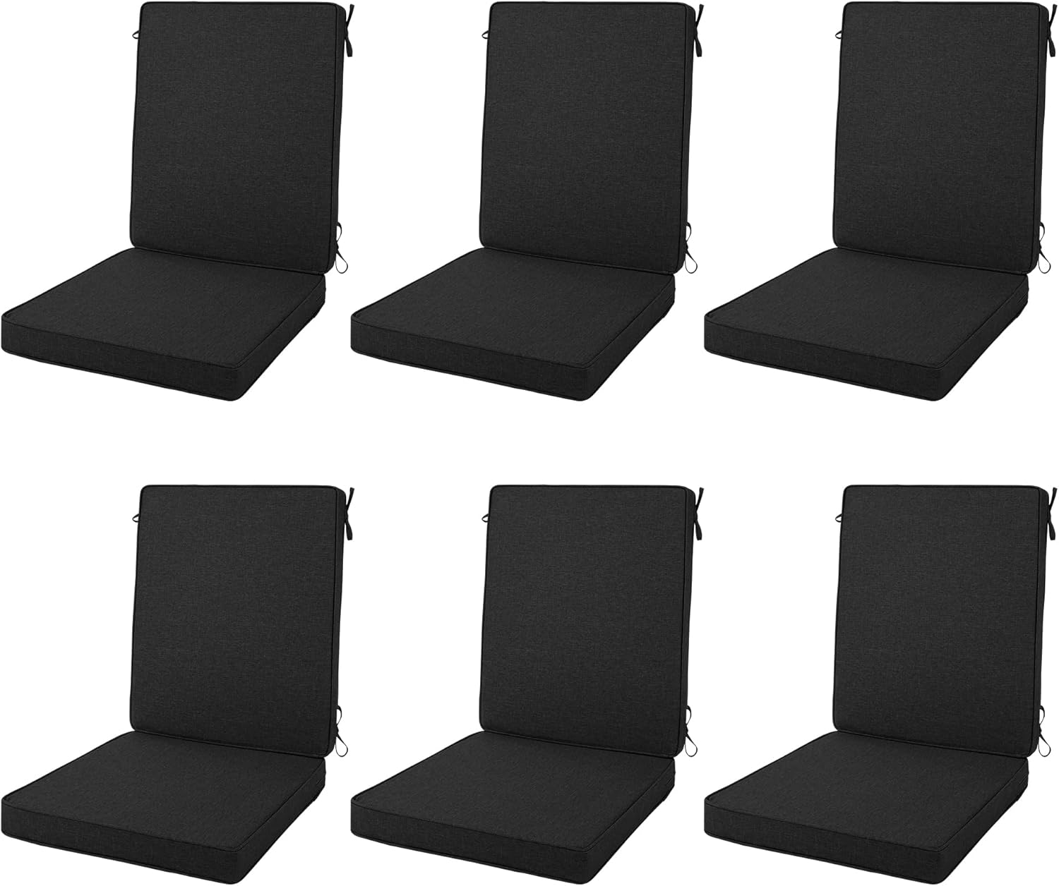 Outdoor Chair Cushions, Water-Resistant & Fade-Resistant, Patio Furniture Lawn Dining Chair Seat Replacement with Mid Back, Ties Zipper, Removable Cover, 18 x 16.5 Inch, Set of 4, Navy Blue