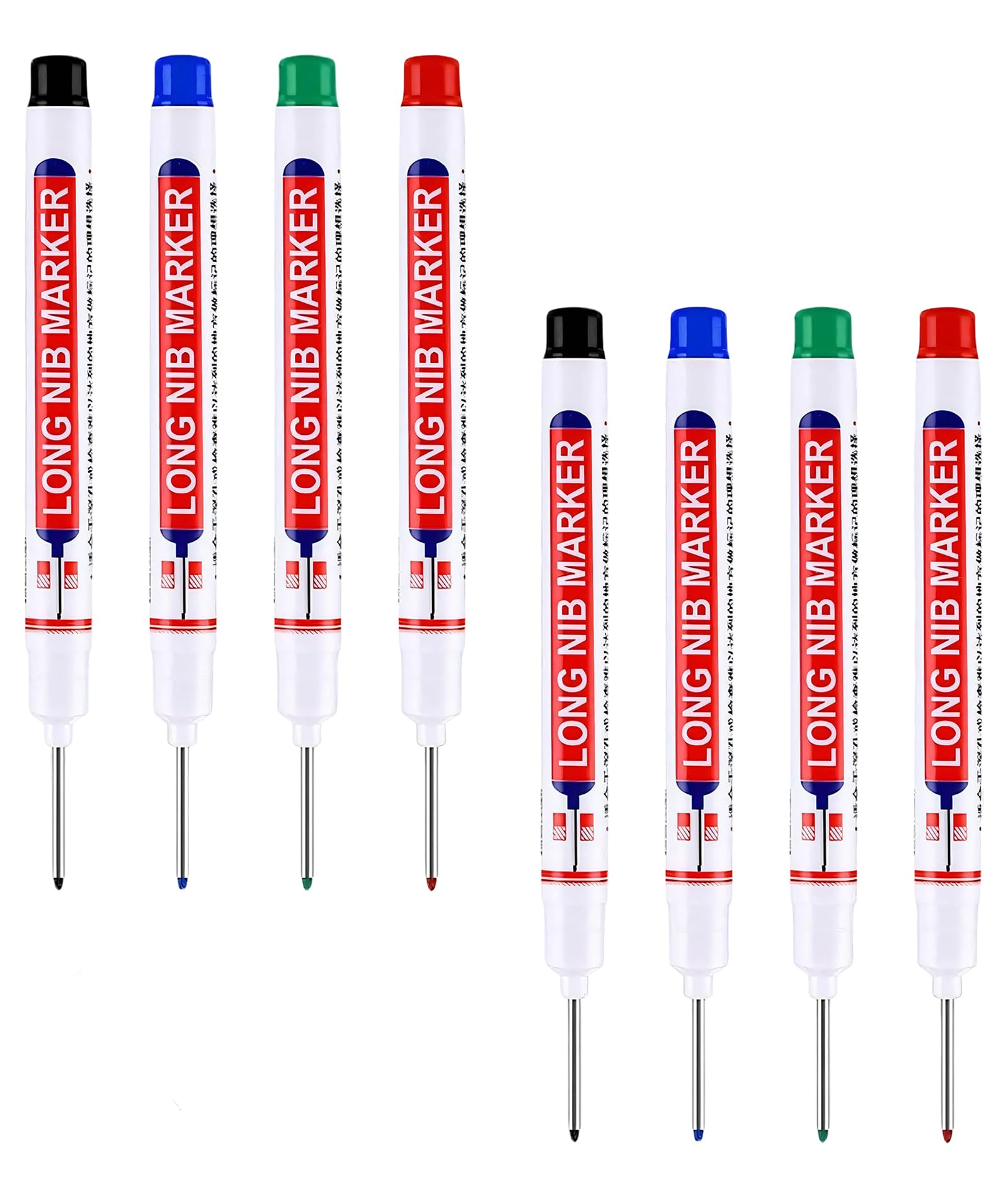 8 Pack Marker Pen Permanent Tracer Marker Pen, Carpenter Pencil and Marksman Marking Tool, Quick-Drying Waterproof Deep Hole Marker for Wood, Metal, Industrial Use, Professional Construction Tools