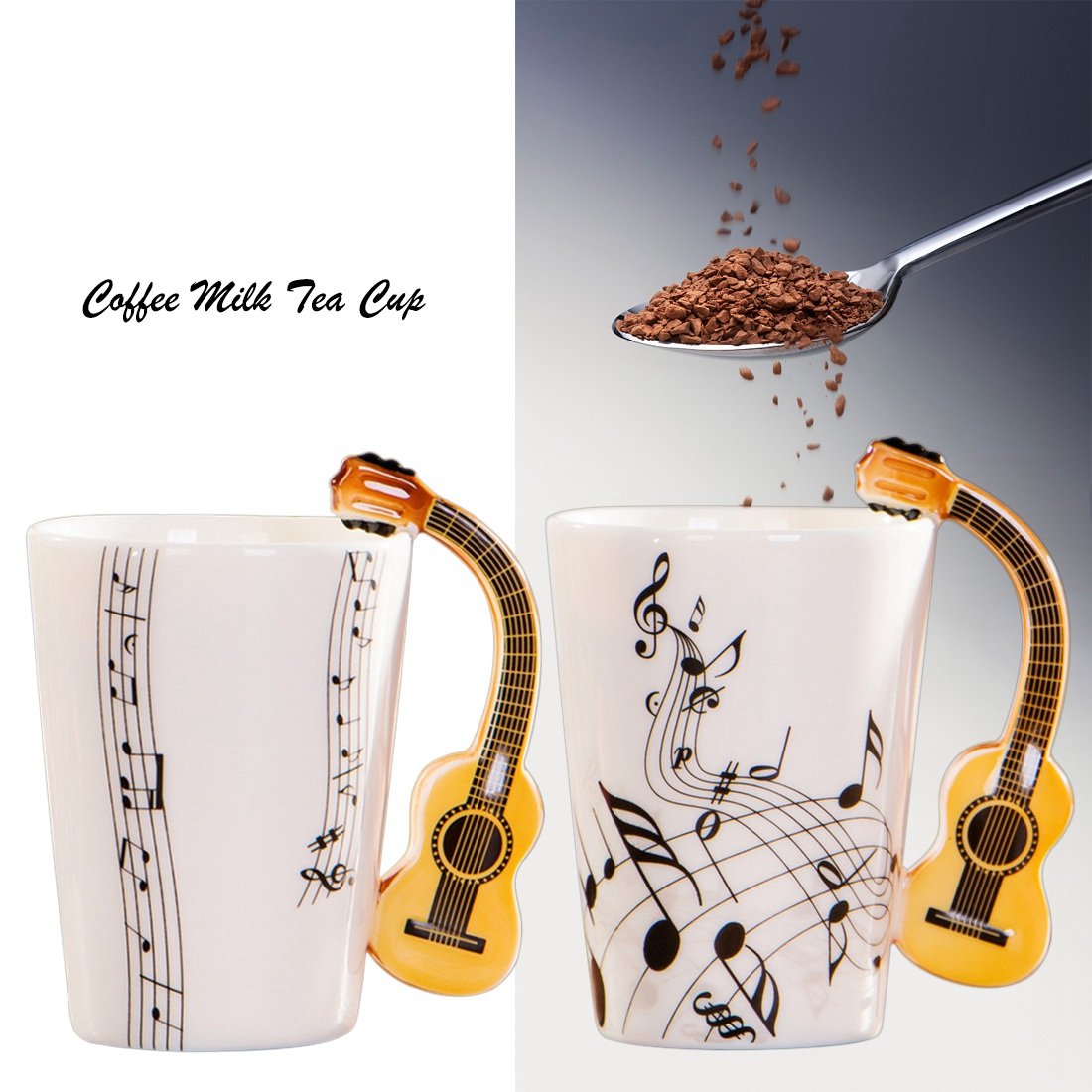 de Ceramica del Manejar de la Guitarra de la Novedad Creativa Espectro Libre de te de Leche cafetaza de la Personalidad Regalo Instrumento Musical Unico