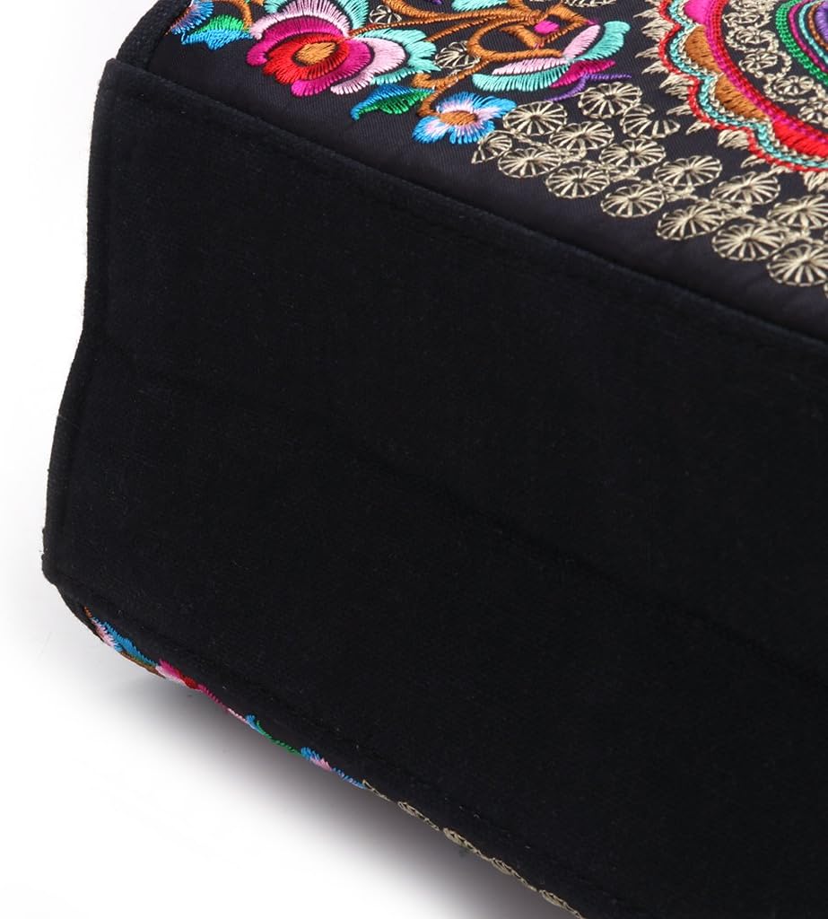 Women Floral Embroidered Handbag Ethnic o Canvas Shopping Bag