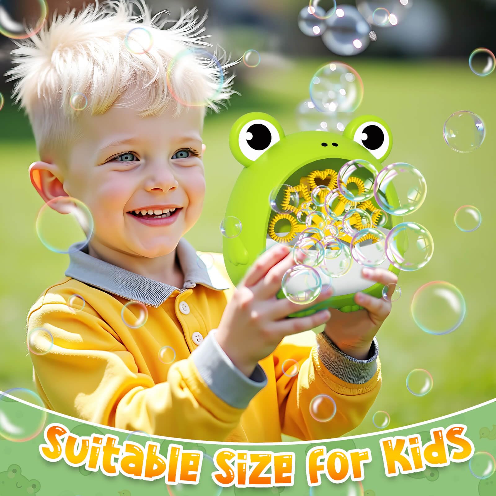 Toys for Kids 3-8 Year Old: Bubble Machin Frog Bubble Maker Gifts for 3 4 5 6 7 8 9 10 Year Old Boys Girls Toy Presents Age 1-2 Babies Bath Toys Party Outdoor Indoor Bubbles Blower - Image 2