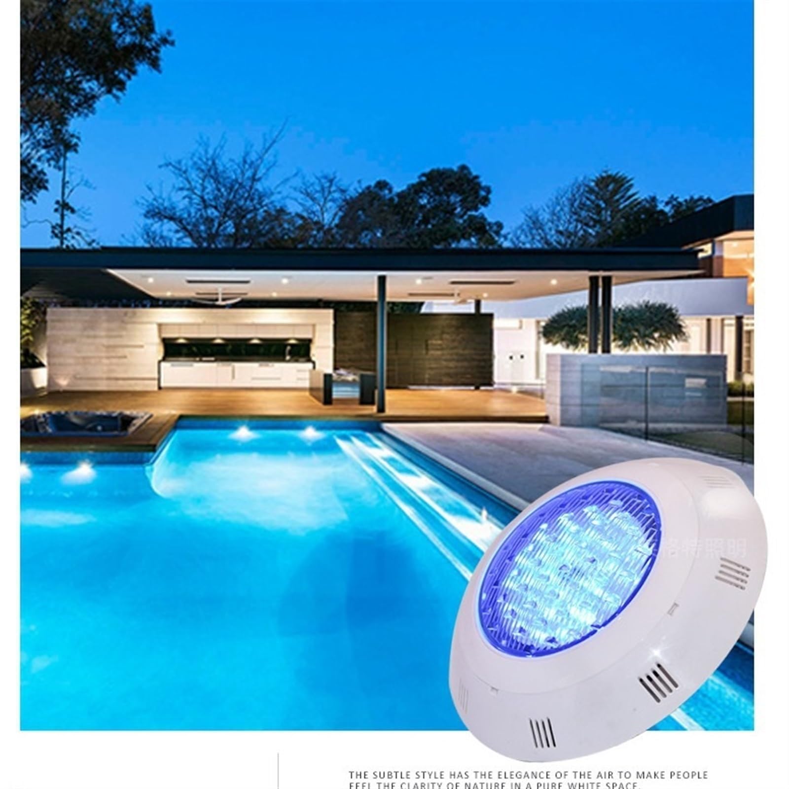 35W montowana na ścianie lampa do basenu lampa do basenu kolorowa bezprzewodowa lampa podwodna RGB ze zdalnym sterowaniem,TrwałE I DłUgotrwałE(Warm White,25W)