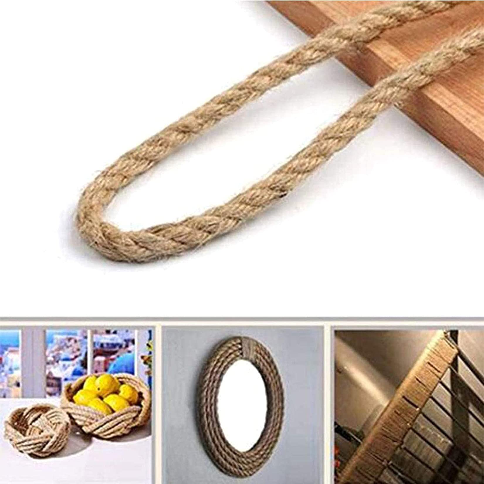 Corda di iuta naturale, 100 m, corda di canapa intrecciata per uso multifunzionale, ideale per giardinaggio, ringhiere, altalene sospese, solida treccia resistente